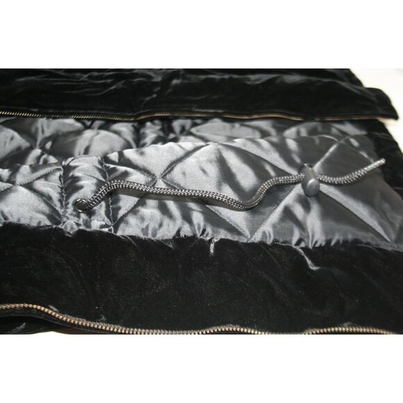 Ralph Lauren Black Velvet Faux Fur Collar Jacket Womens L Quilted Classic Luxe - Picture 4 of 9